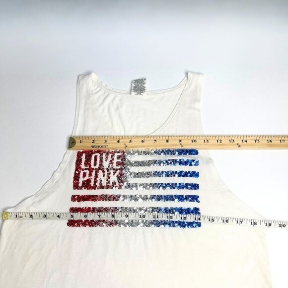Victoria's Secret PINK USA American Flag Sequin Tank Top Bling SMALL - Picture 9 of 9